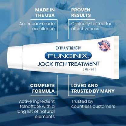 FUNGINIX Jock Itch Treatment - Relieves Itching, Burning, Scaling, and Chafing, Natural Anti Itch Treatment with Tolnaftate (1 Ounce) - Sisquoc Healthcare