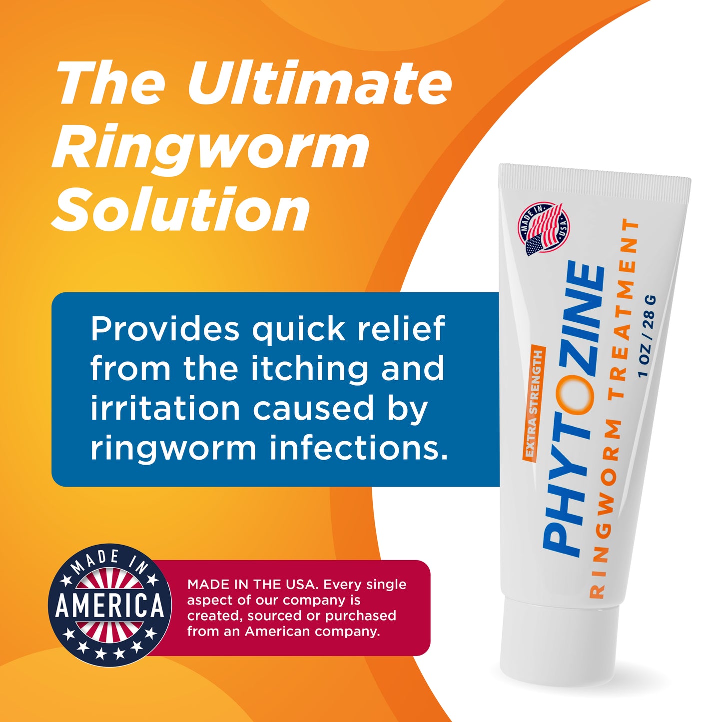 PHYTOZINE Anti Fungal Cream for Skin with 1% Tolnaftate - Ringworm Treatment for Humans - Effective Athletes Foot Treatment Cream