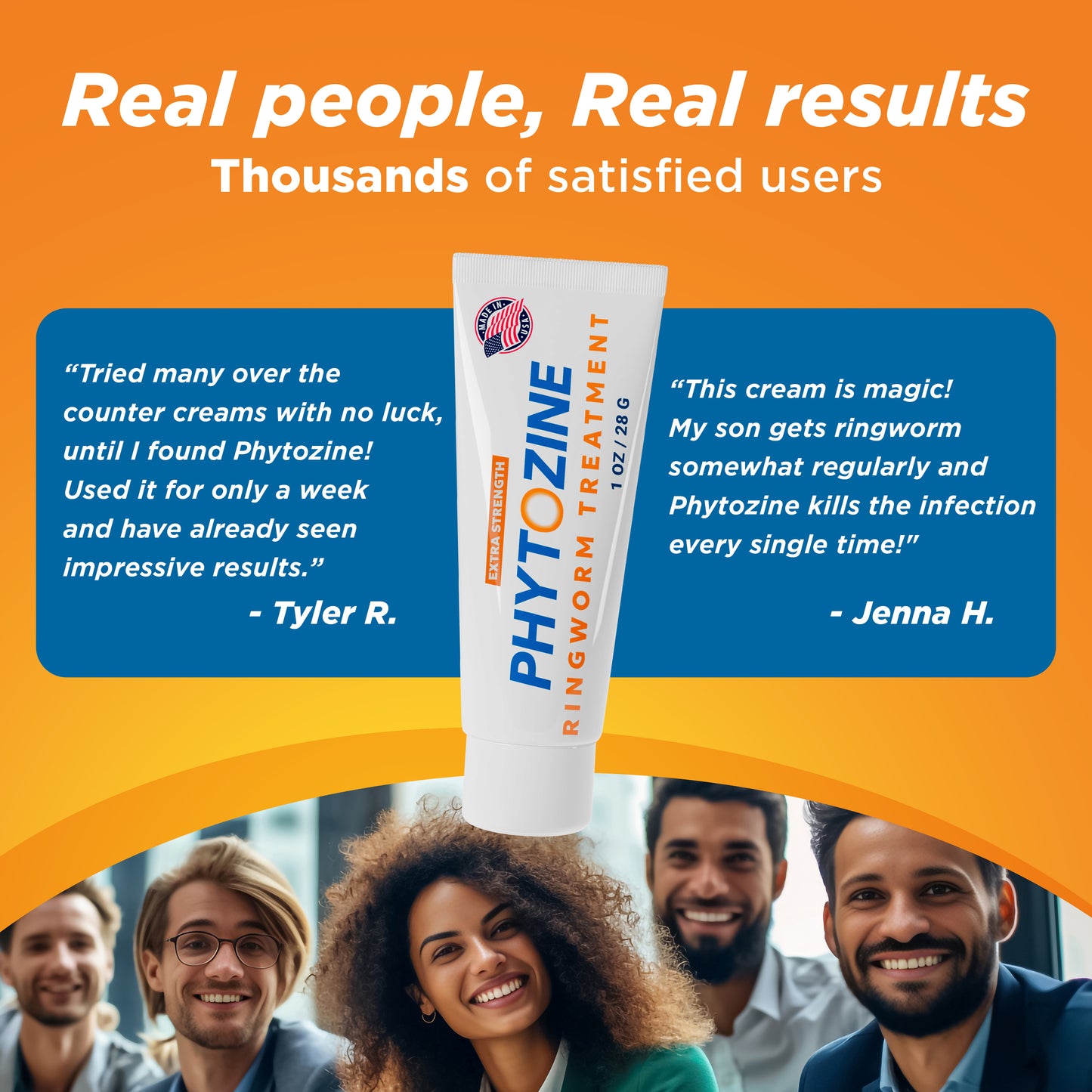 PHYTOZINE Anti Fungal Cream for Skin with 1% Tolnaftate - Ringworm Treatment for Humans - Effective Athletes Foot Treatment Cream